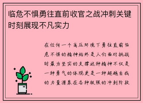 临危不惧勇往直前收官之战冲刺关键时刻展现不凡实力